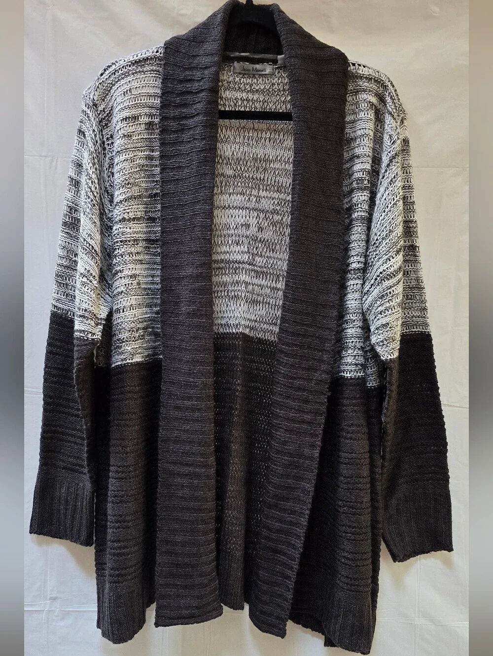 Jason Maxwell Open Front Chunky Knit Colorblock Cardigan Sweater 3X Plus Size